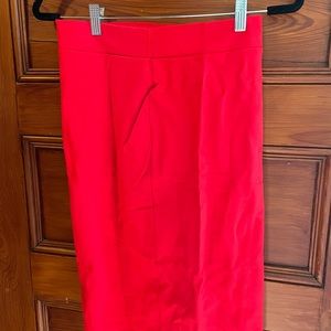 Red high-waist bodycon midi pencil skirt